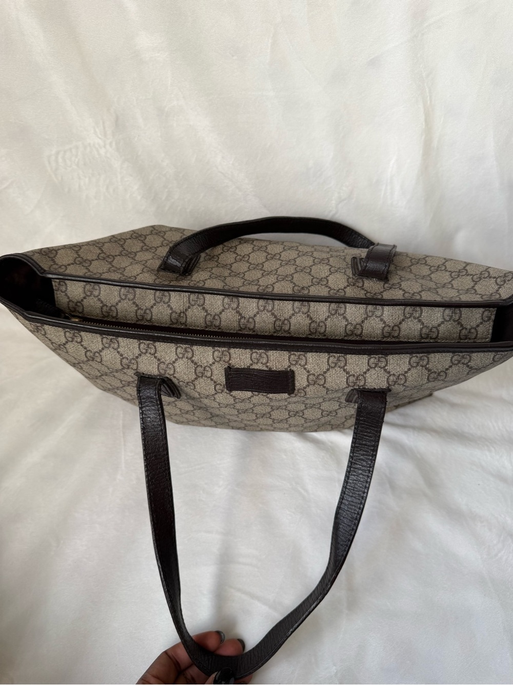 Gucci Brown GG Canvas Tote with Dark Brown Leather Trim - Picture 5 of 16